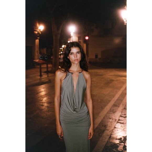 Zara Dresses & Skirts - ZARA LONG DRESS WITH JEWEL COLLAR
